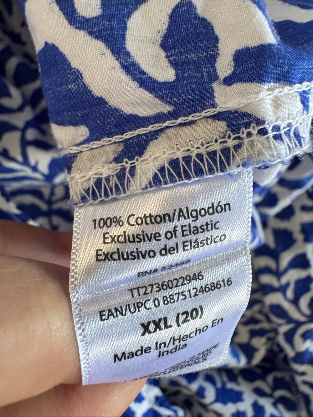 Time and Tru Blue and White Floral Smocked Sundress LIKE NEW plus size XXL 20 - Picture 8 of 10